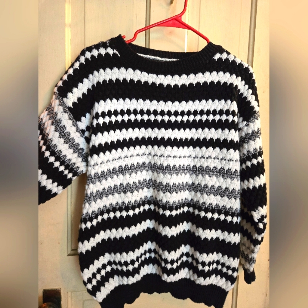 Black, White & Gray striped sweater
